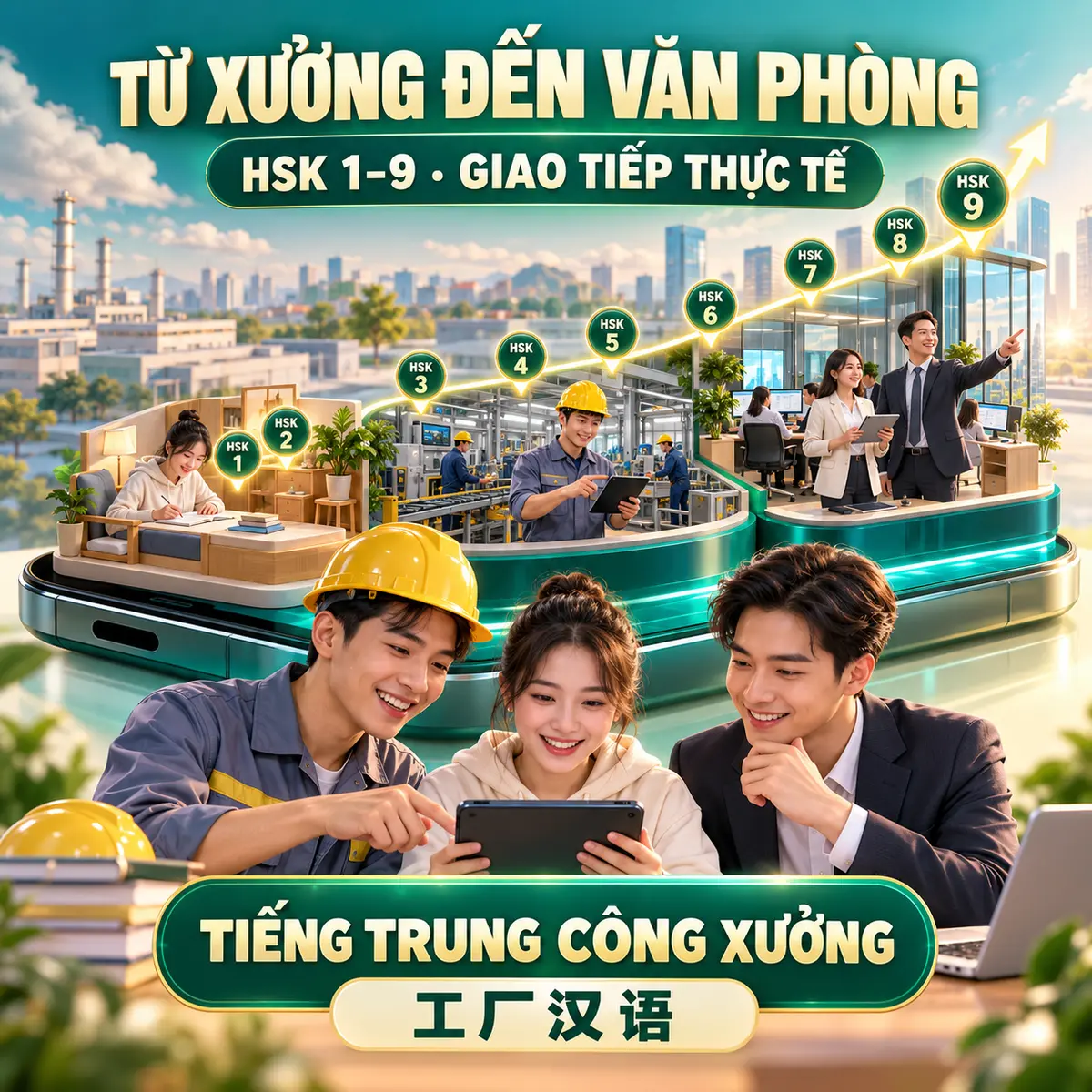 Từ xưởng đến văn phòng, HSK 1 đến HSK 9